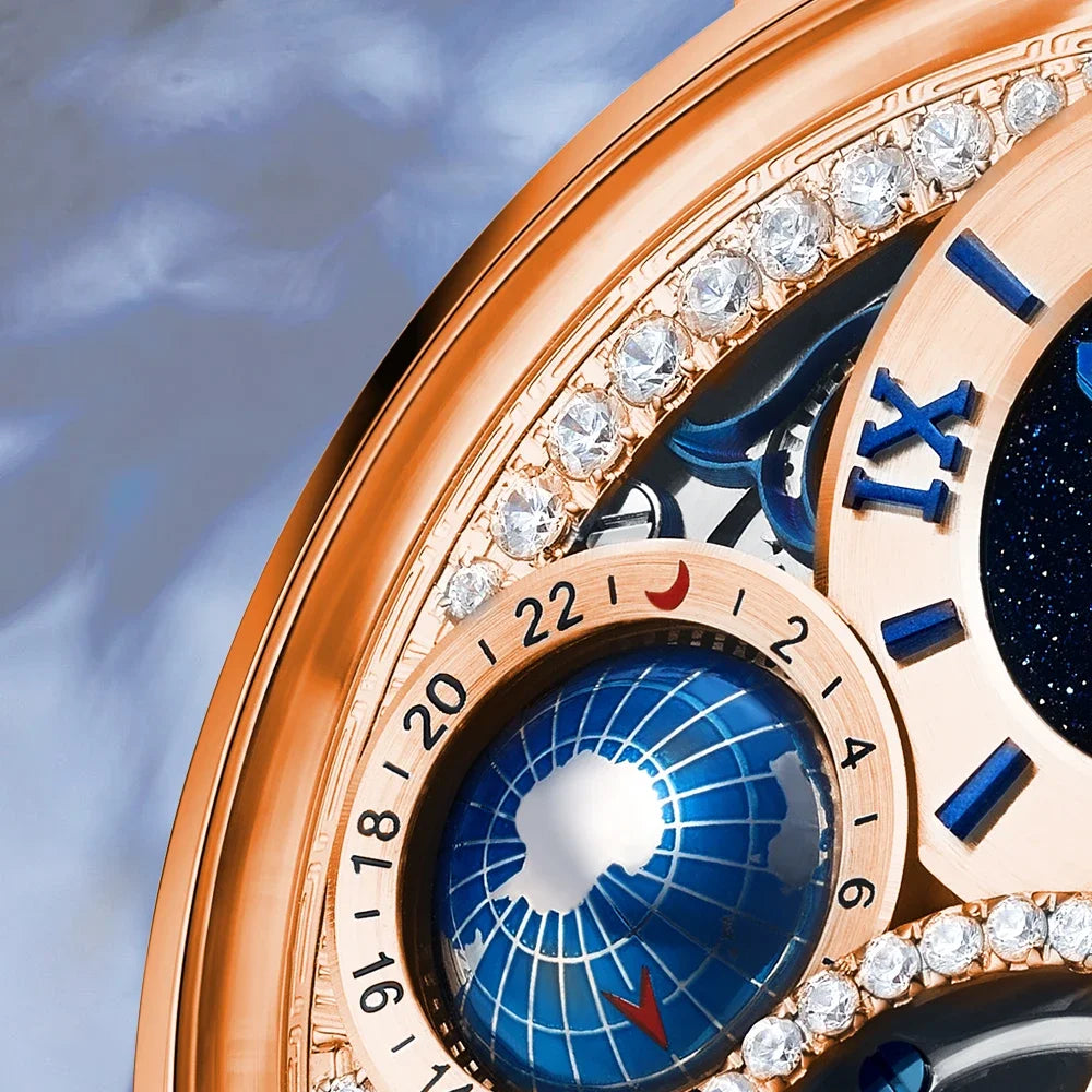 Crystal Watches for Men Hand-Wind Real Flying Tourbillon Movement Luxury Mechanical Mens Watch Brilliant Diamonds 3D Dial