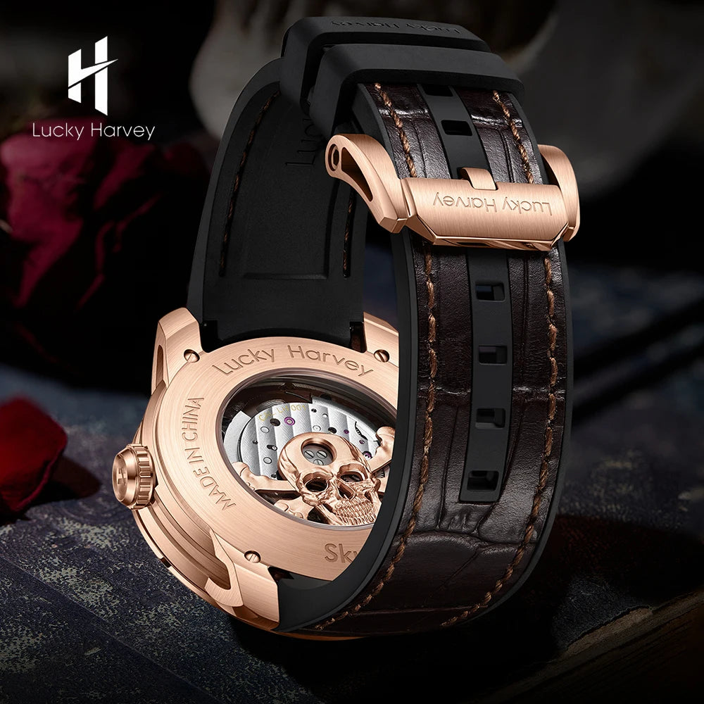 3D Skull Dial Limited Edition Automatic Mechanical Watches for Men Self-Wind Movement Unique Luminous Wristwatch