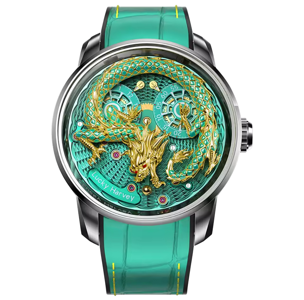 Luxury Enamel Craft Men’s Watch – Automatic Movement with 3D Chinese Dragon & Sapphire Crystal (Limited Edition)