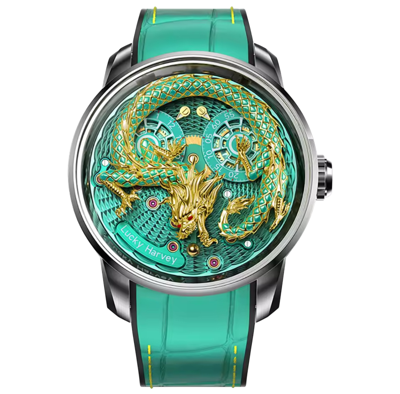 Luxury Enamel Craft Men’s Watch – Automatic Movement with 3D Chinese Dragon & Sapphire Crystal (Limited Edition)