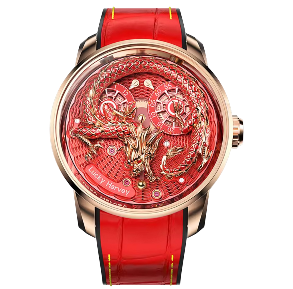 Luxury Enamel Craft Men’s Watch – Automatic Movement with 3D Chinese Dragon & Sapphire Crystal (Limited Edition)