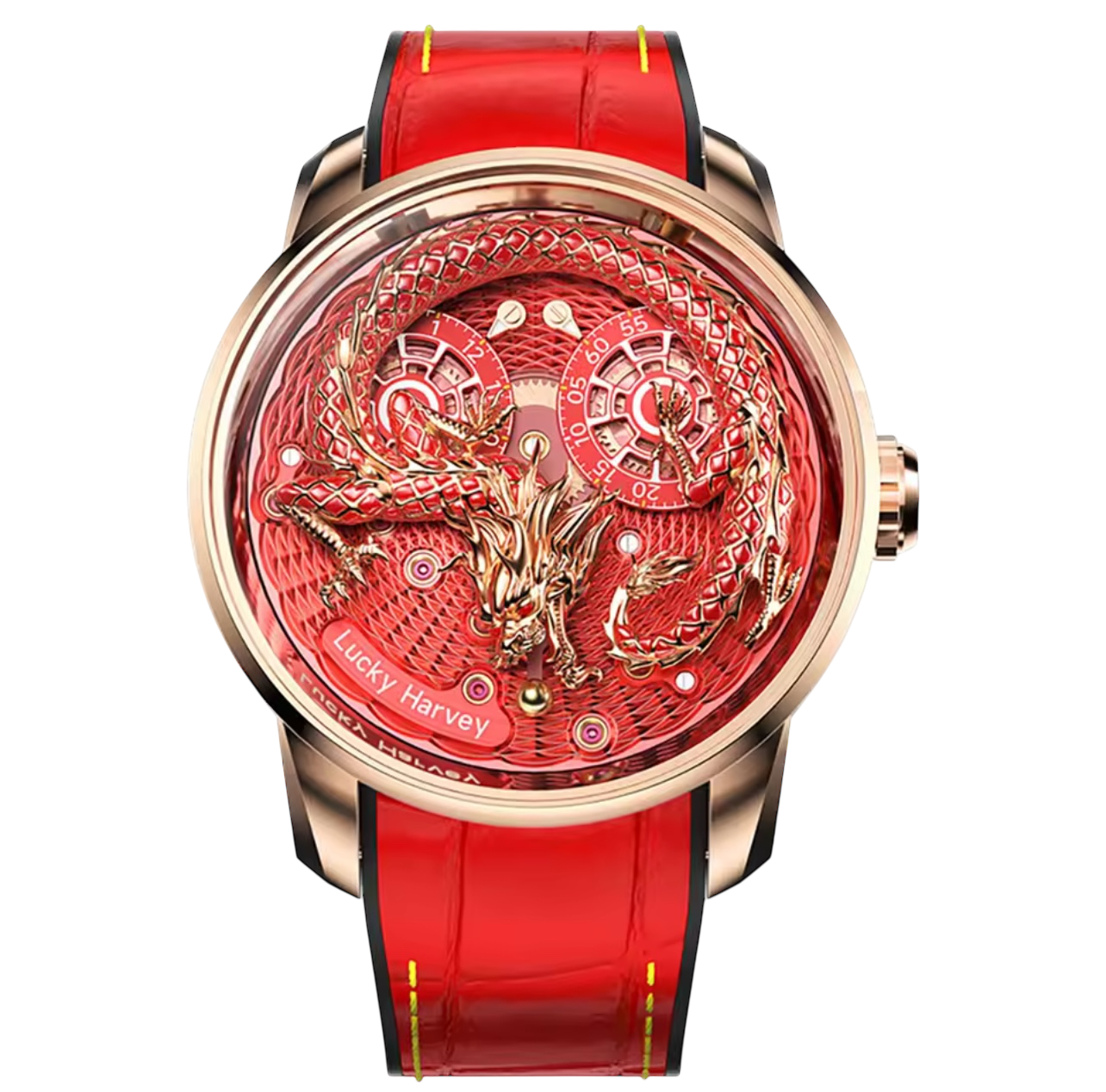 Luxury Enamel Craft Men’s Watch – Automatic Movement with 3D Chinese Dragon & Sapphire Crystal (Limited Edition)