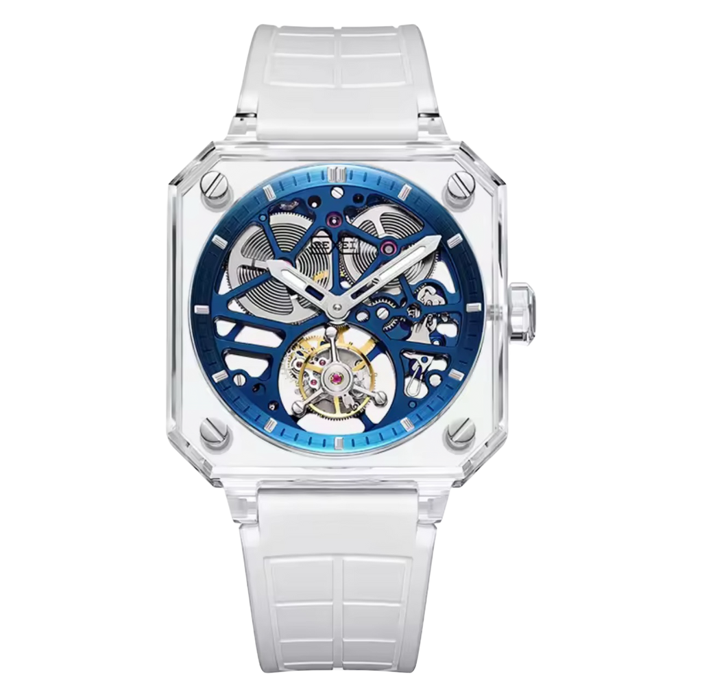 Luxury 9112 Tourbillon Watch – Full K9 Crystal Case, Skeleton Manual Mechanical Movement, 80-Hour Power Reserve, Waterproof