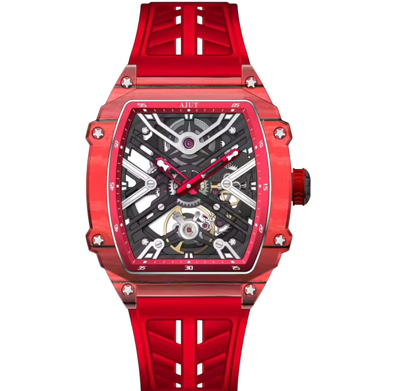 Men’s Automatic Tourbillon Watch – Sapphire Crystal, Carbon Fiber Bezel, Skeleton Dial (Model 0510)