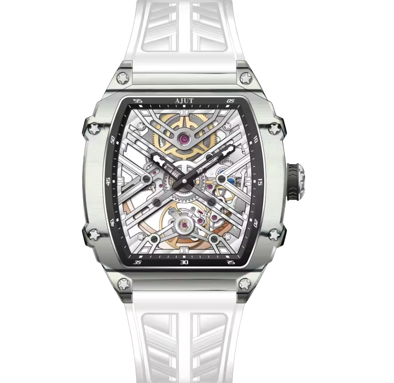 Men’s Automatic Tourbillon Watch – Sapphire Crystal, Carbon Fiber Bezel, Skeleton Dial (Model 0510)