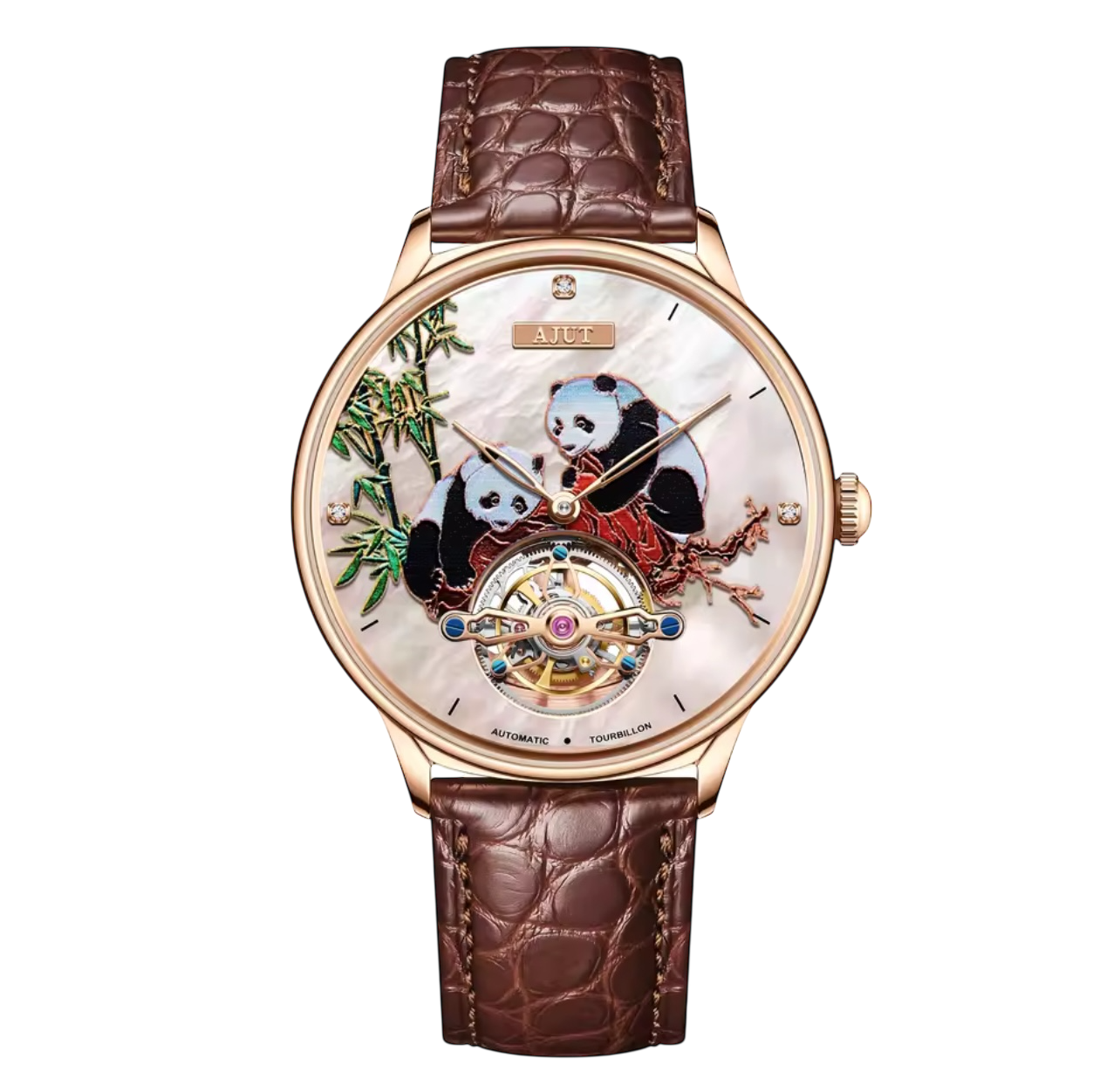 TAM0346 Men’s 3D Panda Tourbillon Watch – Automatic Mechanical, Sapphire Crystal, Stainless Steel, 48-Hour Power Reserve