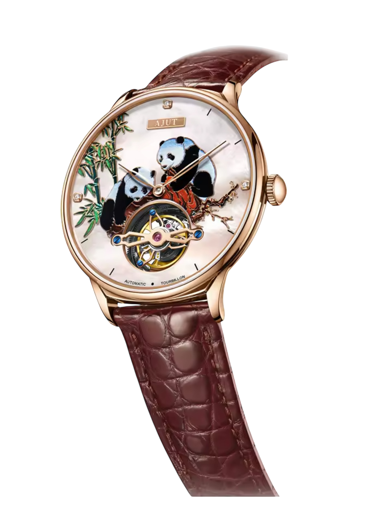 TAM0346 Men’s 3D Panda Tourbillon Watch – Automatic Mechanical, Sapphire Crystal, Stainless Steel, 48-Hour Power Reserve