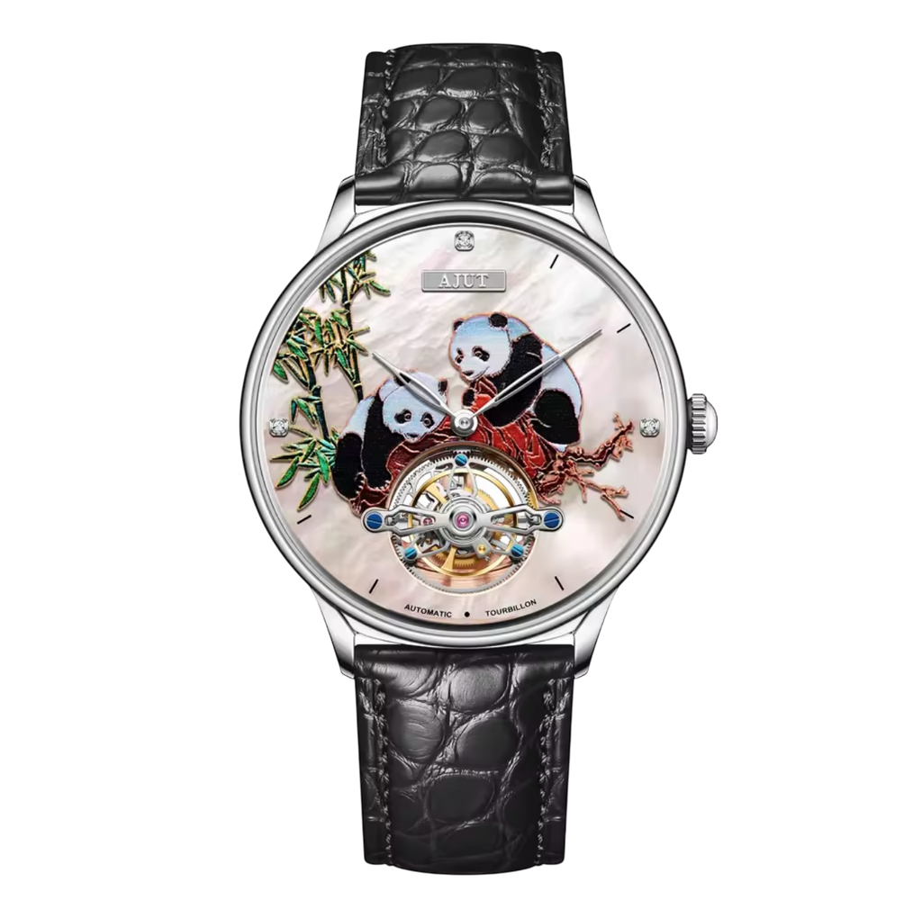 TAM0346 Men’s 3D Panda Tourbillon Watch – Automatic Mechanical, Sapphire Crystal, Stainless Steel, 48-Hour Power Reserve