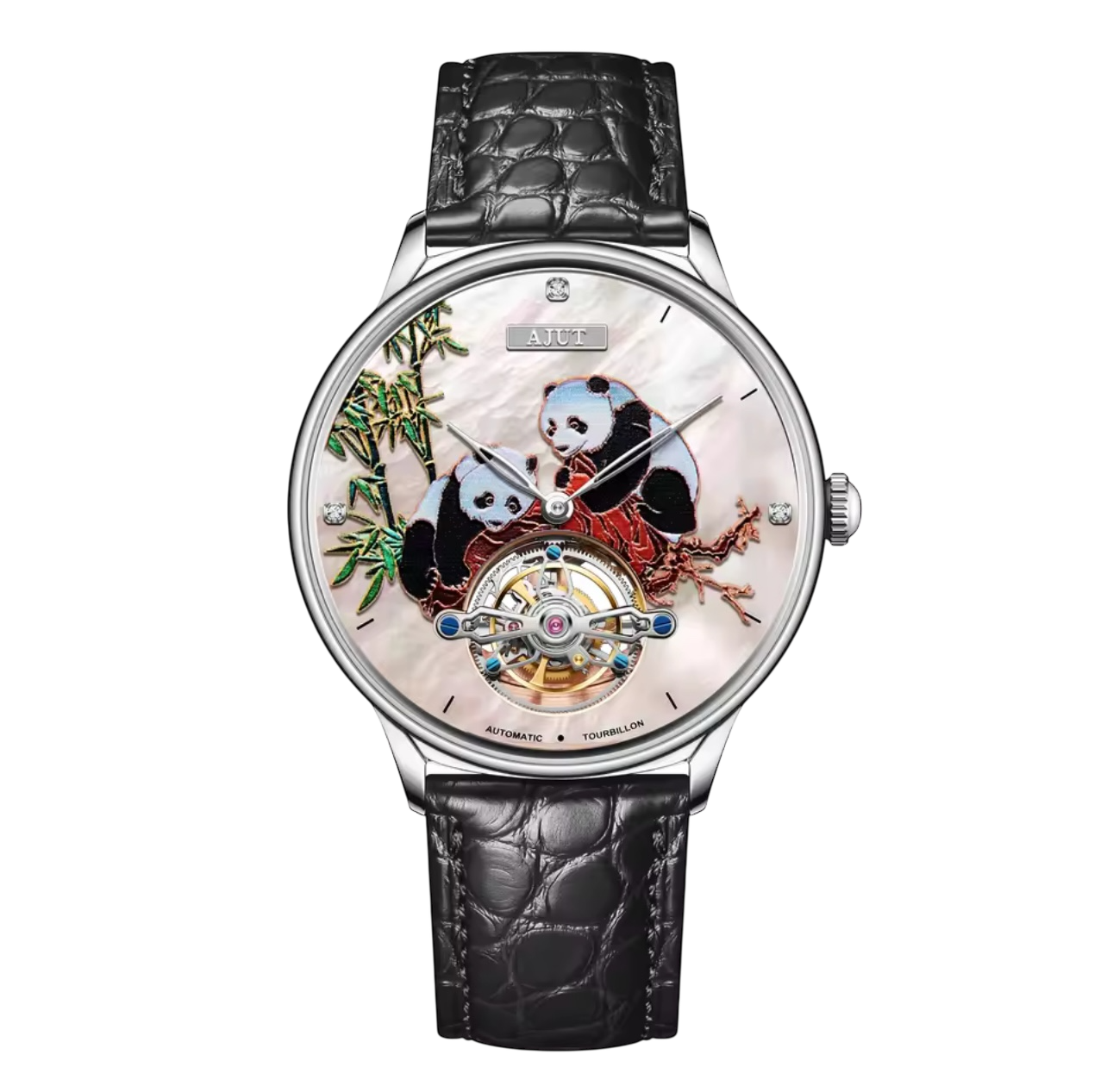 TAM0346 Men’s 3D Panda Tourbillon Watch – Automatic Mechanical, Sapphire Crystal, Stainless Steel, 48-Hour Power Reserve