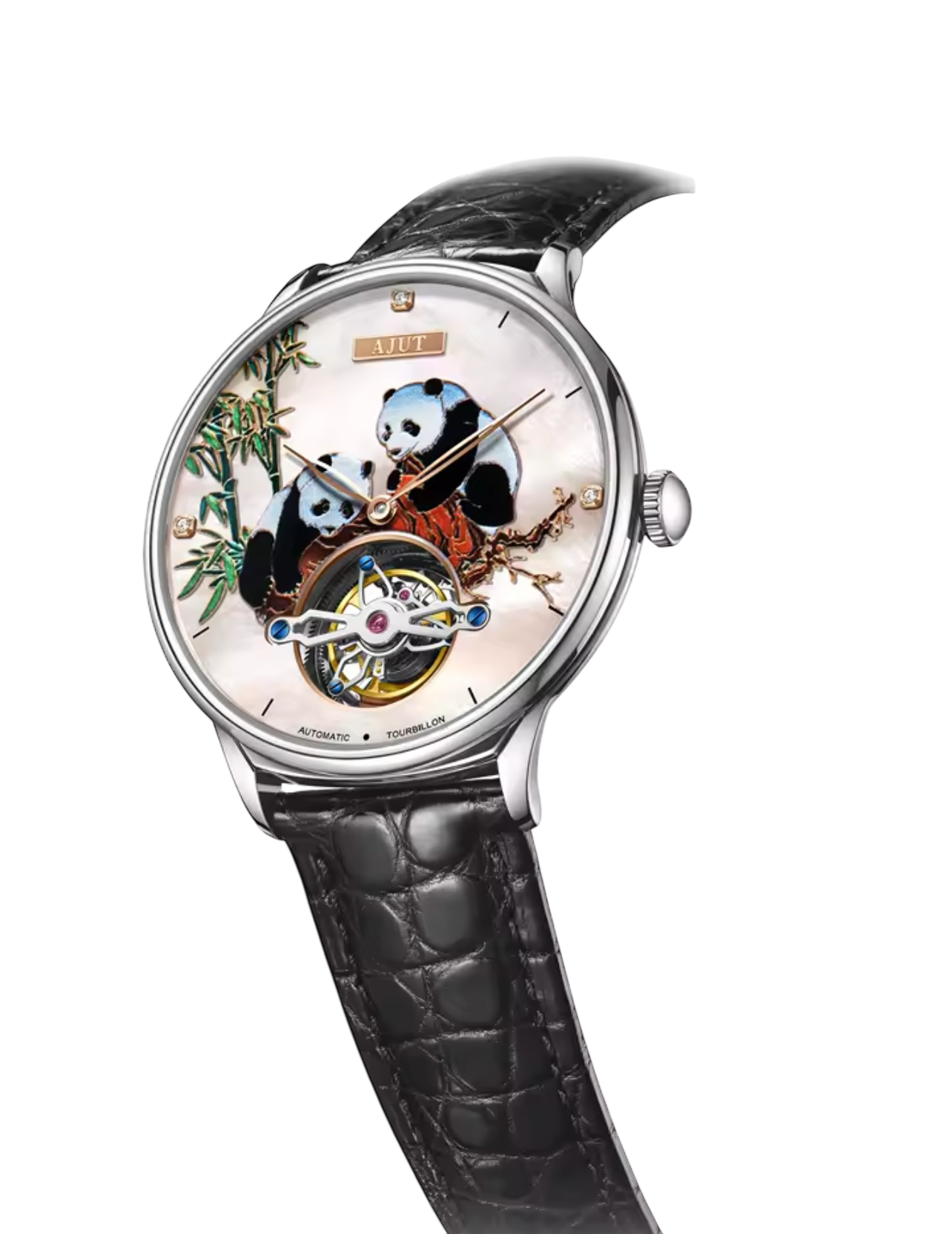 TAM0346 Men’s 3D Panda Tourbillon Watch – Automatic Mechanical, Sapphire Crystal, Stainless Steel, 48-Hour Power Reserve