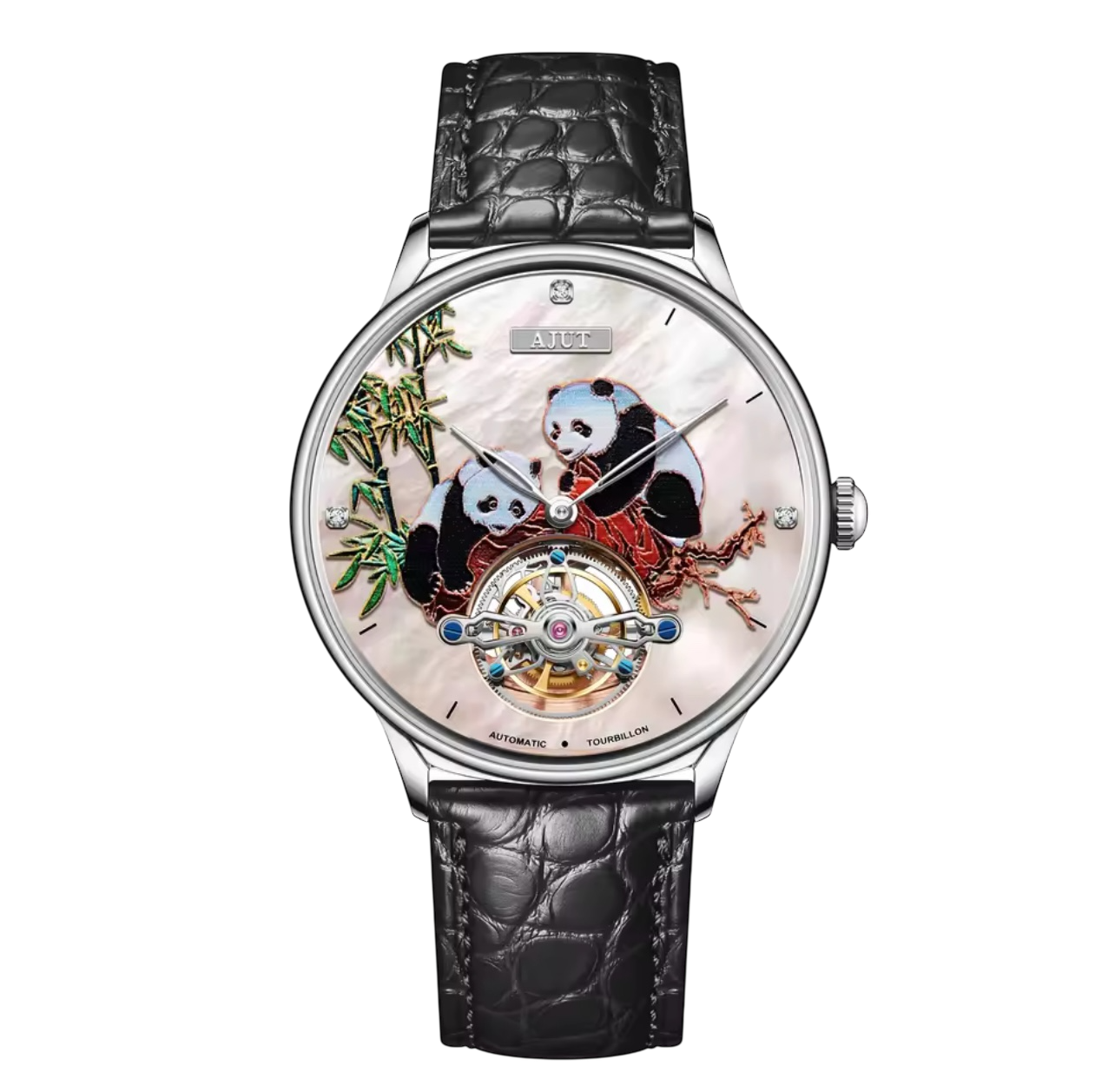 TAM0346 Men’s 3D Panda Tourbillon Watch – Automatic Mechanical, Sapphire Crystal, Stainless Steel, 48-Hour Power Reserve
