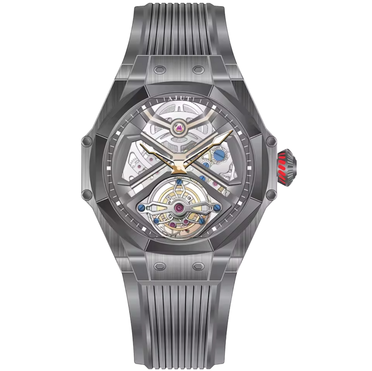Men’s Luxury Skeleton Automatic Tourbillon Watch – Sapphire Crystal, Flying Tourbillon Design, Model 0370