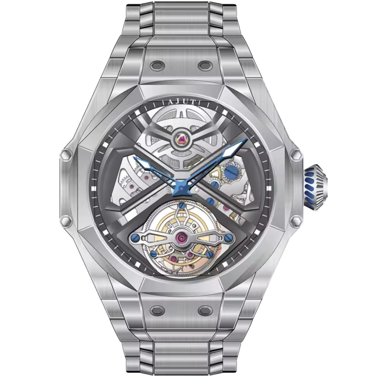 Men’s Luxury Skeleton Automatic Tourbillon Watch – Sapphire Crystal, Flying Tourbillon Design, Model 0370