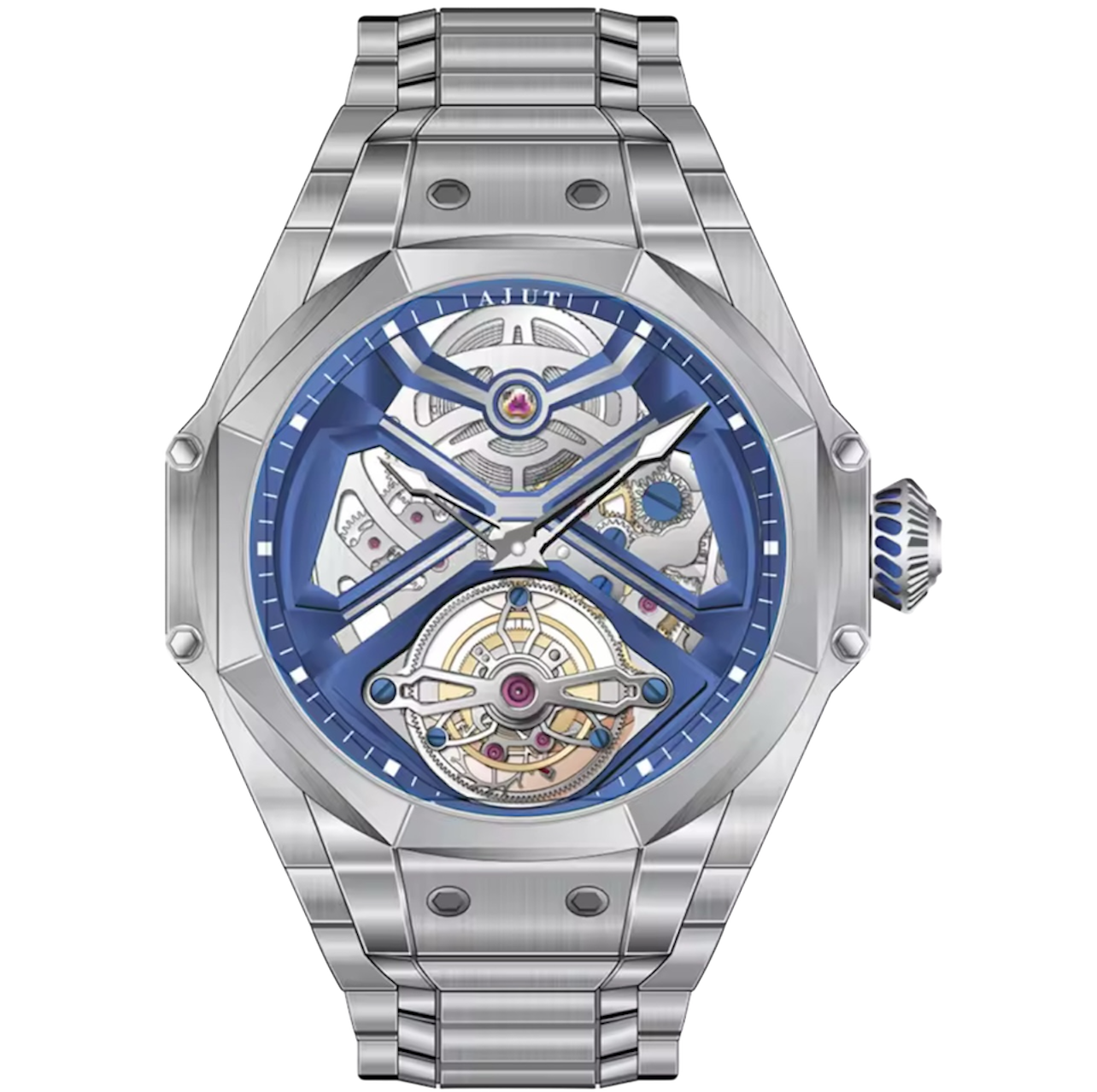 Men’s Luxury Skeleton Automatic Tourbillon Watch – Sapphire Crystal, Flying Tourbillon Design, Model 0370