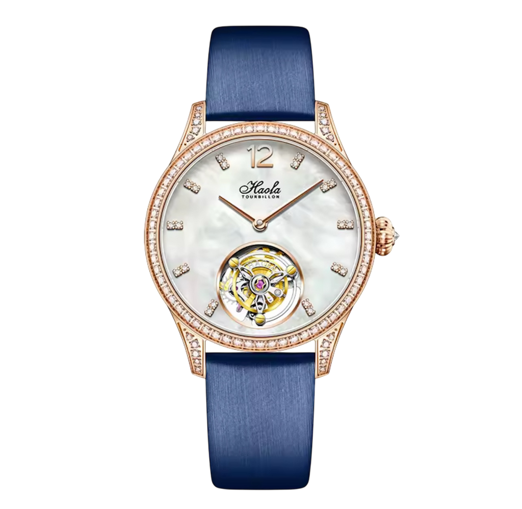 Women's Luxury Manual Flying Tourbillon Watch – Limited Edition with Sapphire Crystal & Diamond Bezel | Elegant Model 1809