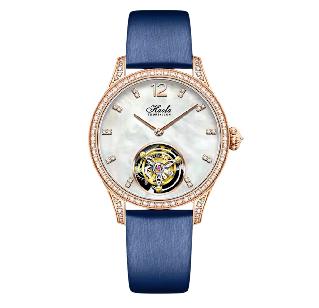 Women's Luxury Manual Flying Tourbillon Watch – Limited Edition with Sapphire Crystal & Diamond Bezel | Elegant Model 1809