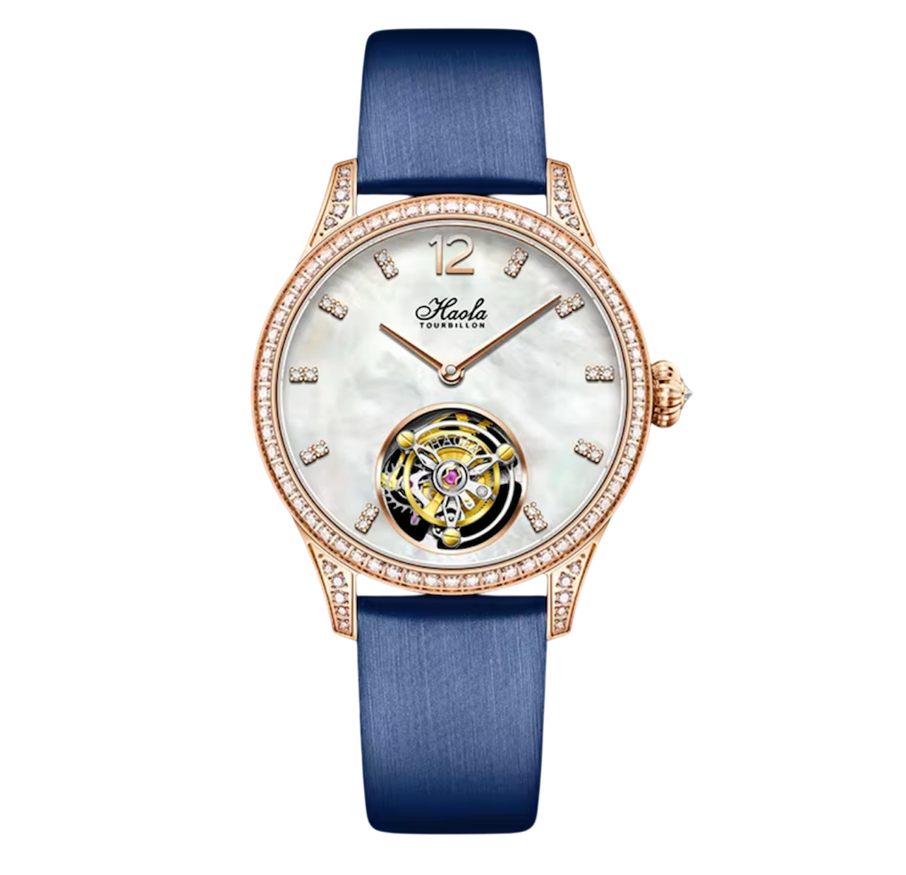 Women's Luxury Manual Flying Tourbillon Watch – Limited Edition with Sapphire Crystal & Diamond Bezel | Elegant Model 1809