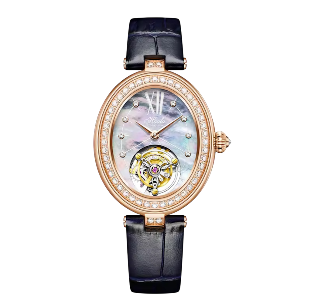 Haofa Limited Edition Ladies Watch – Elegant Oval Design, Flying Tourbillon, Luxury Manual Mechanical Movement with Sapphire Crystal | Model 2118