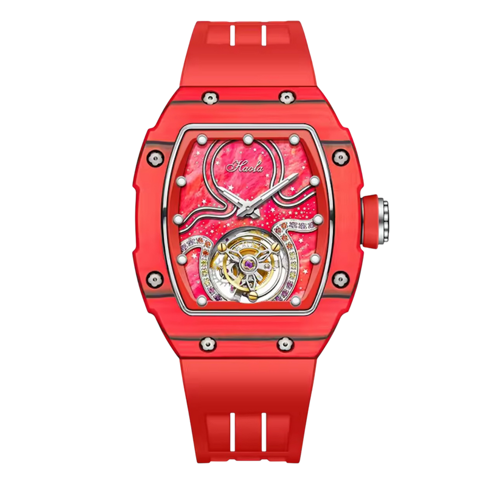 Luxury Women's Tourbillon Watch – High-Quality Manual Mechanical Movement, Water-Resistant Carbon Fiber Case with Butterfly Buckle | Model 1910L