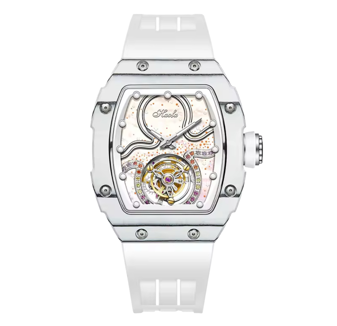 Luxury Women's Tourbillon Watch – High-Quality Manual Mechanical Movement, Water-Resistant Carbon Fiber Case with Butterfly Buckle | Model 1910L