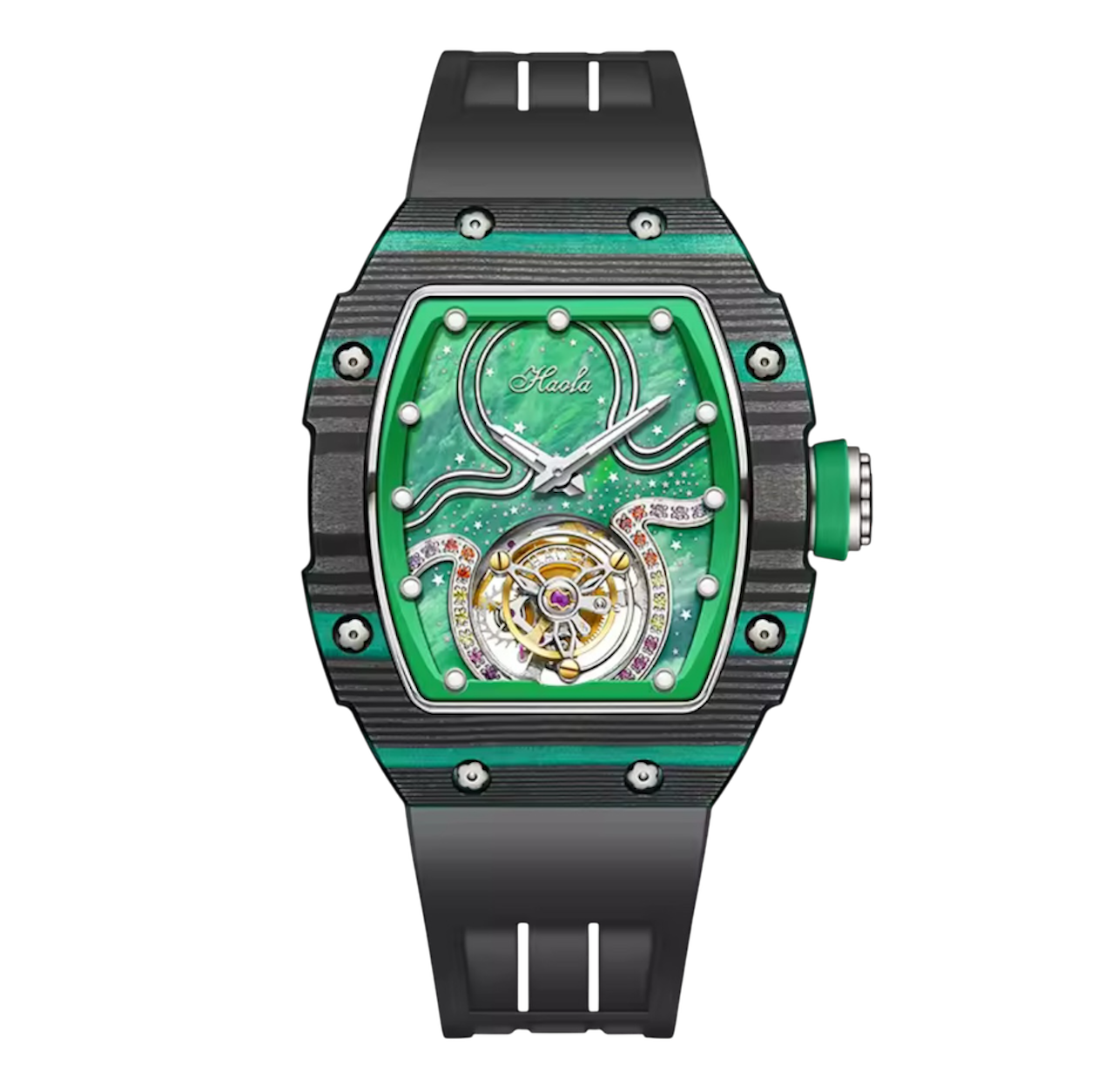Luxury Women's Tourbillon Watch – High-Quality Manual Mechanical Movement, Water-Resistant Carbon Fiber Case with Butterfly Buckle | Model 1910L