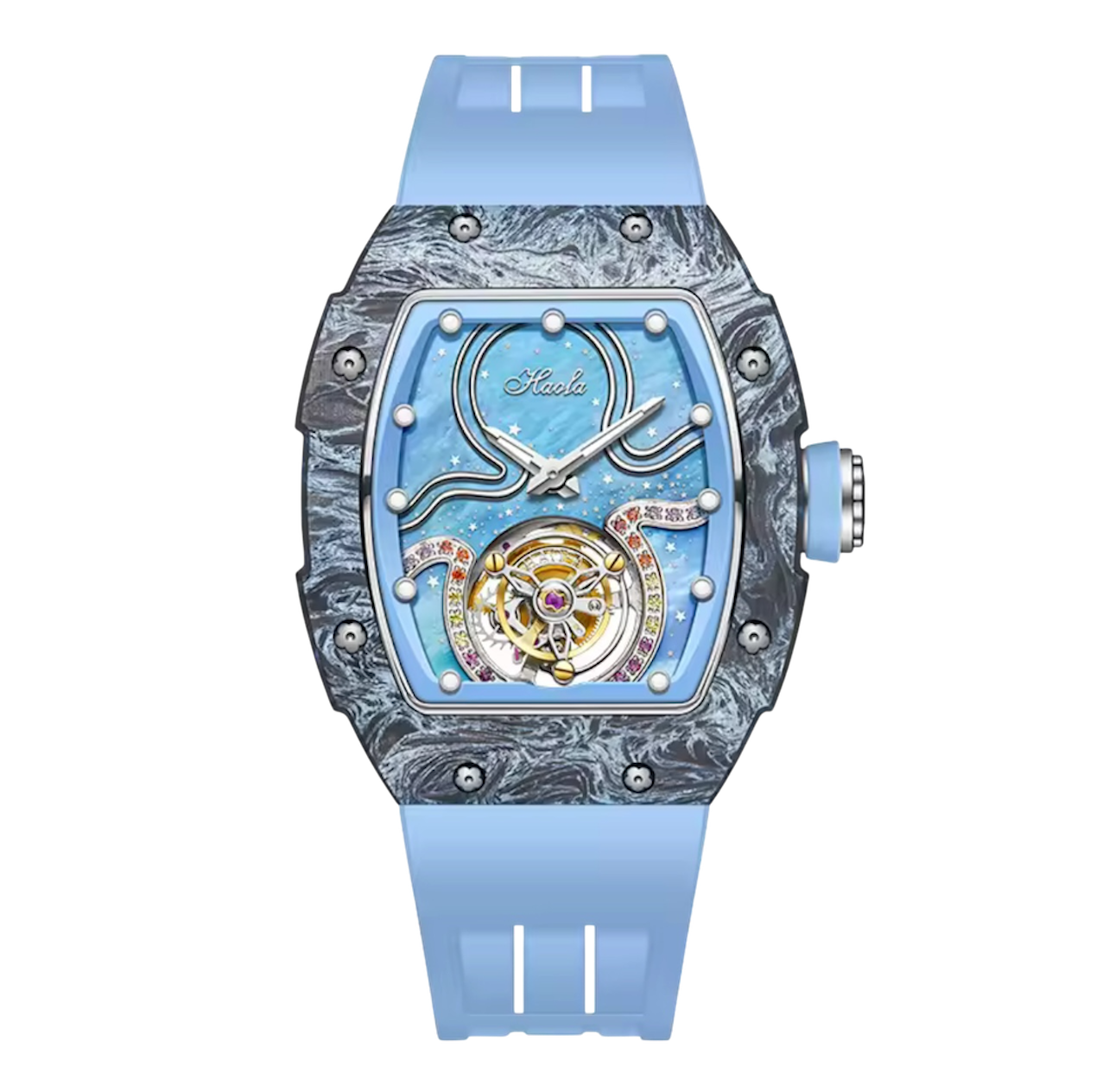 Luxury Women's Tourbillon Watch – High-Quality Manual Mechanical Movement, Water-Resistant Carbon Fiber Case with Butterfly Buckle | Model 1910L