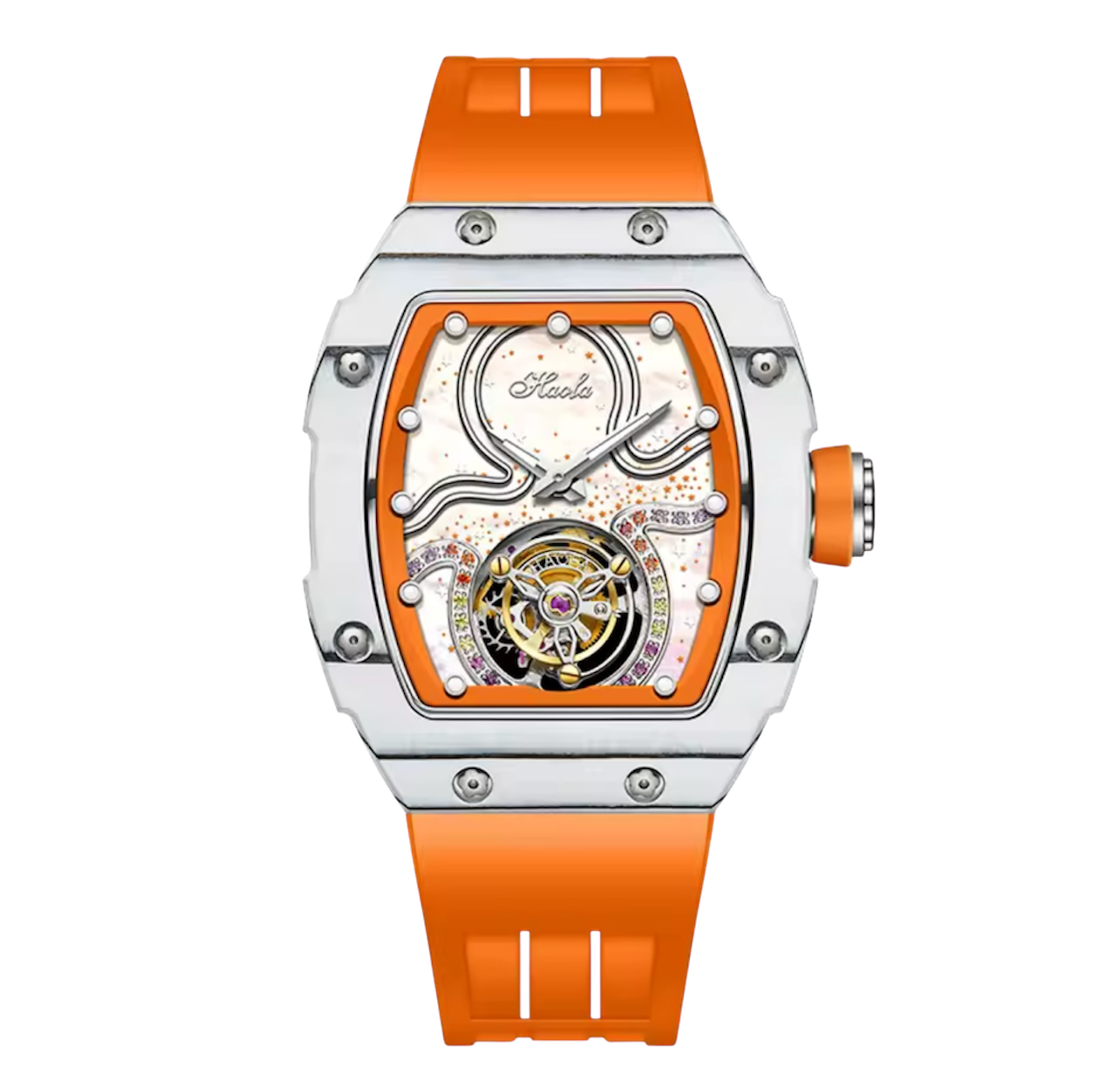 Luxury Women's Tourbillon Watch – High-Quality Manual Mechanical Movement, Water-Resistant Carbon Fiber Case with Butterfly Buckle | Model 1910L
