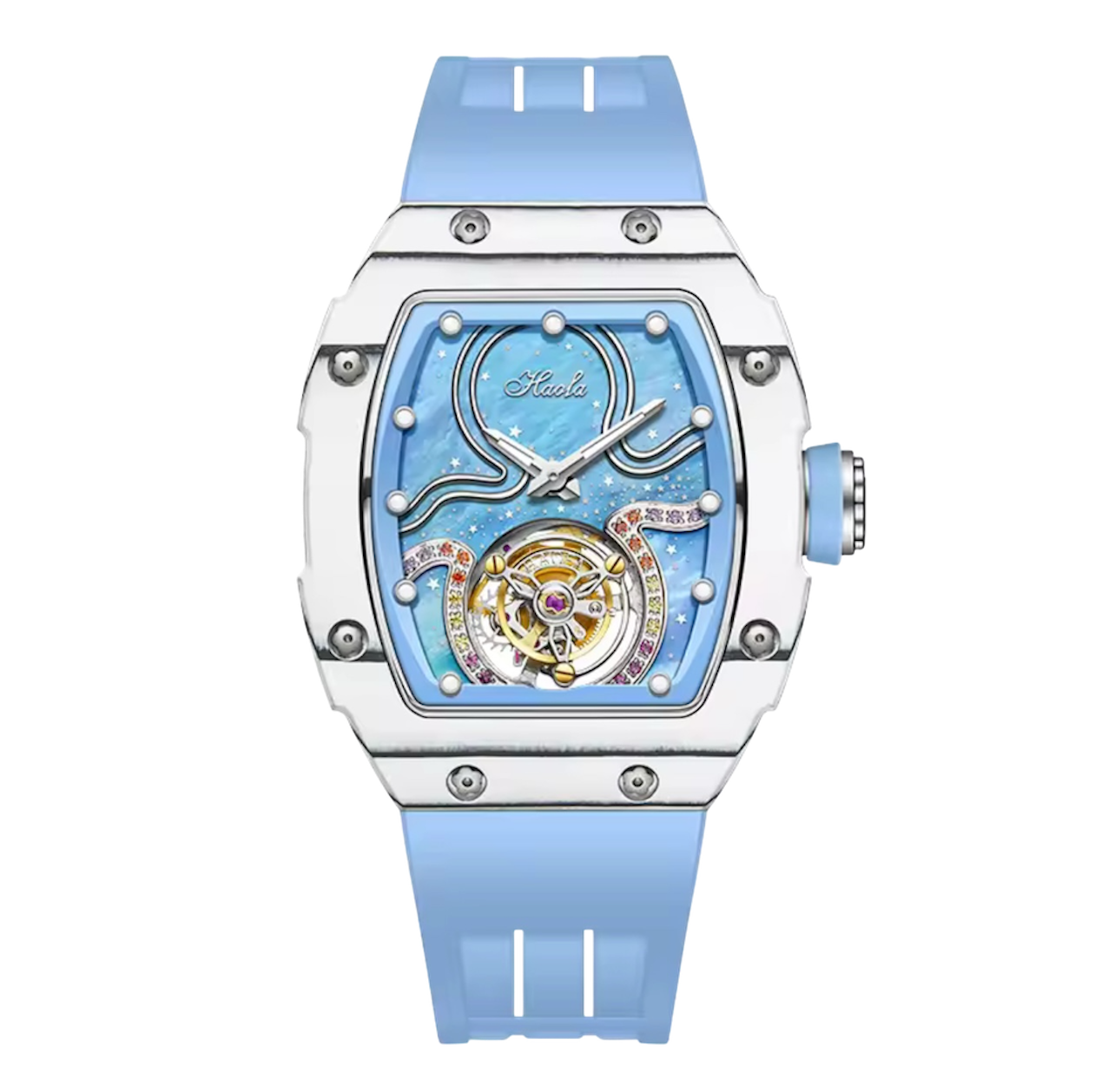 Luxury Women's Tourbillon Watch – High-Quality Manual Mechanical Movement, Water-Resistant Carbon Fiber Case with Butterfly Buckle | Model 1910L