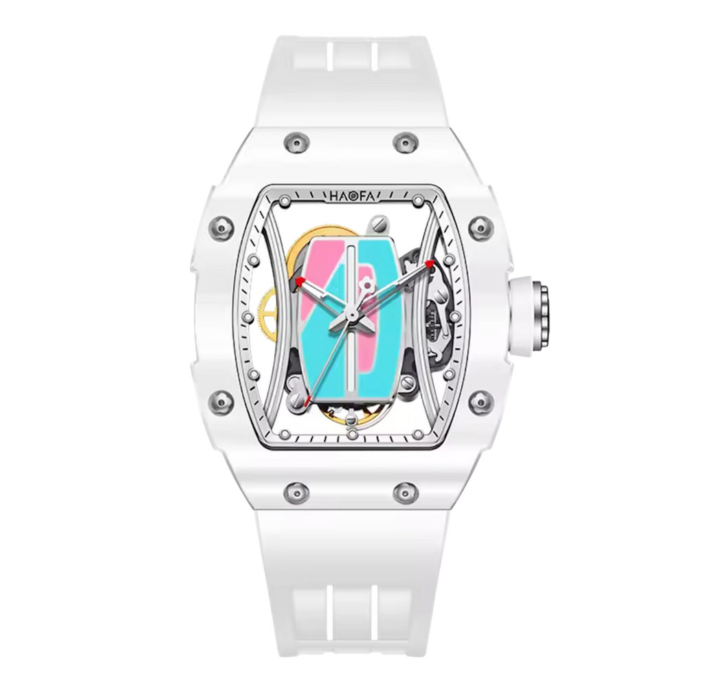 Haofa Ladies Automatic Mechanical Watch – 50M Waterproof, Sapphire Crystal, Rubber Strap, Stainless Steel Case | Model 1991