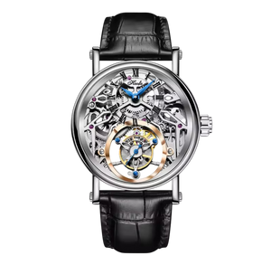 Hollow Flying Tourbillon Manual Watch for Men – 19 Jewels, Classic Engraving, 42H Power Reserve, Waterproof Leather Strap | Model 1602