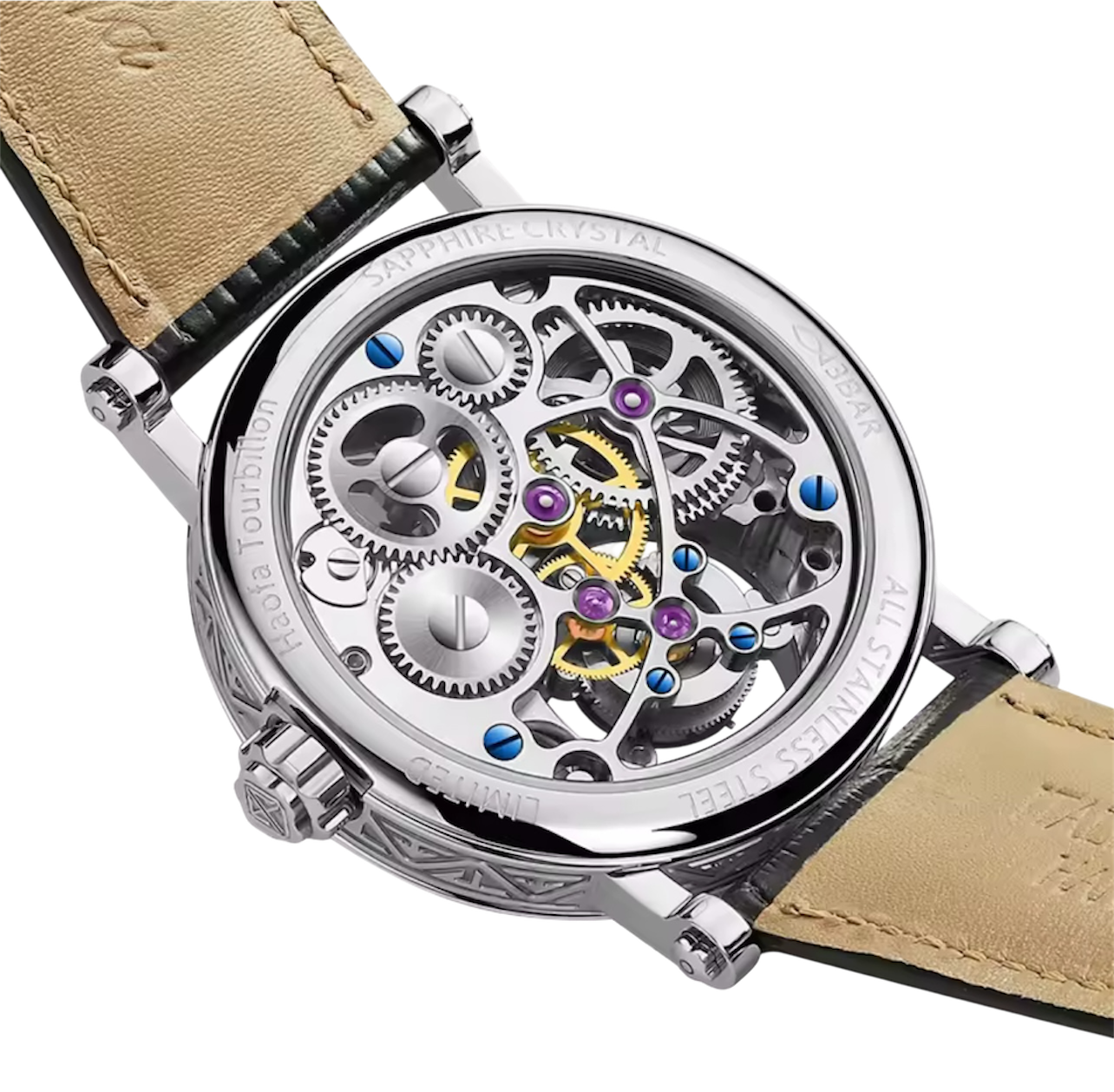 Hollow Flying Tourbillon Manual Watch for Men – 19 Jewels, Classic Engraving, 42H Power Reserve, Waterproof Leather Strap | Model 1602