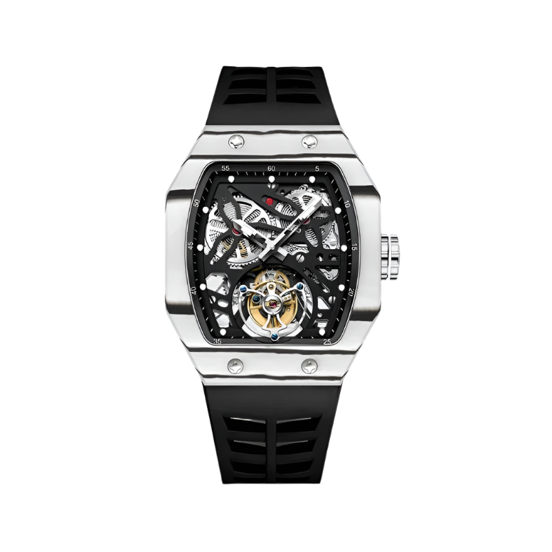 Manual AESOP Mechanical Watch with Flying Tourbillon Hand Carved Night Light Waterproof Business Style Wristwatch