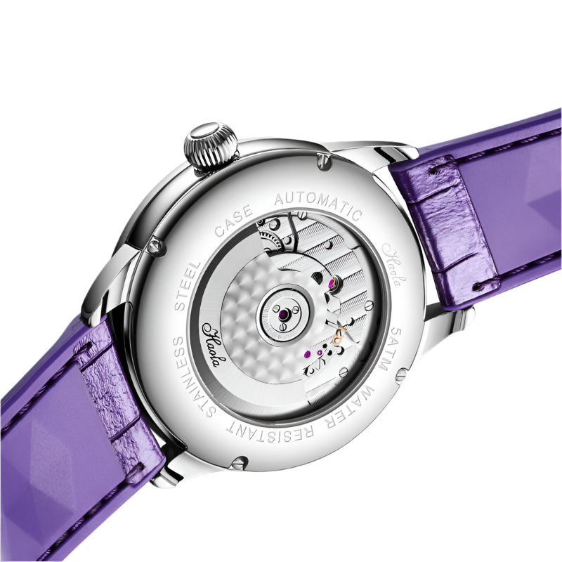 Haofa Automatic Movement Mechanical Watch Mans Earth Rotate Northern and Southern Hemisphere Open Heart Dial Electroerosion 2318