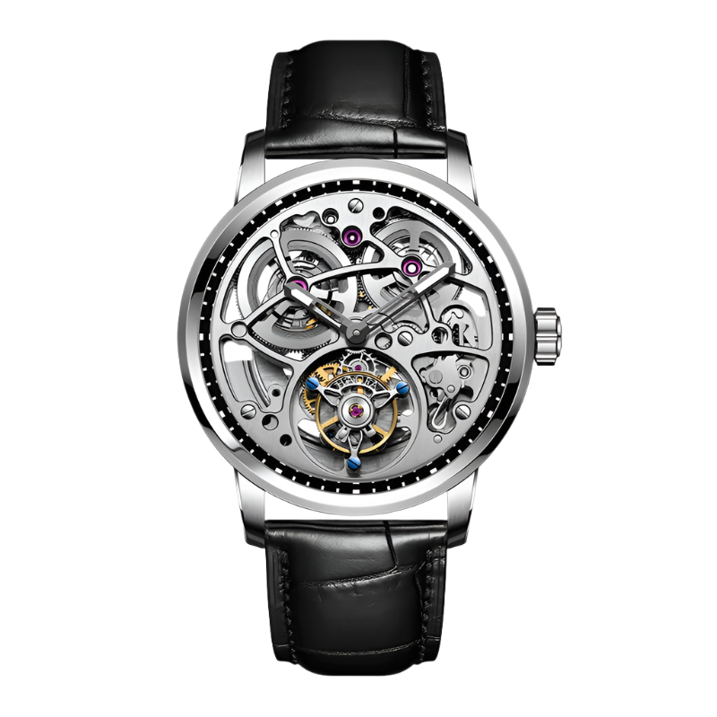 Haofa Flying Tourbillon Hollow Skeleton Mechanical Watch Man Double-Spring Luminous 316 Stainless Steel Sapphire Crystal 1931