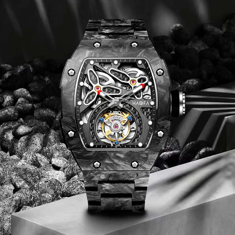 Haofa Watches for Men Flying Tourbillon Mechanical Automatic Movement Hardcore Crystal Luminous Sport Ergonomics Men Watch 2311