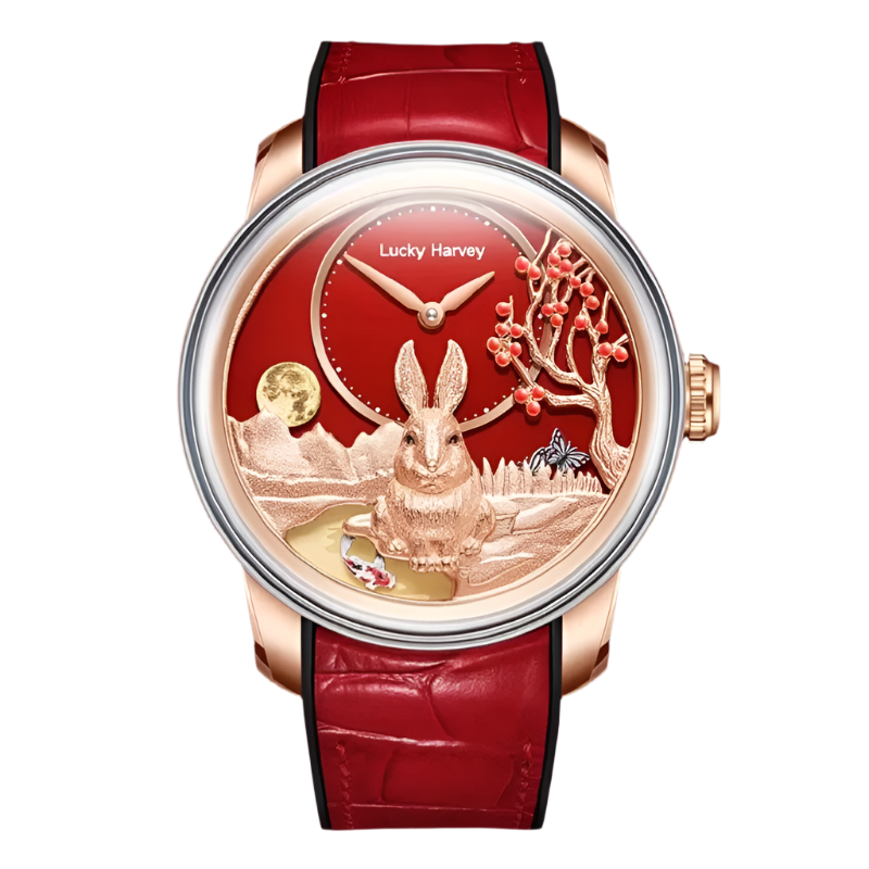 Lucky Harvey Limited Edition Automatic Mechanical Movement Watches for Men Synthetic Sapphire Rabbit Dial Waterproof Wrist Watch
