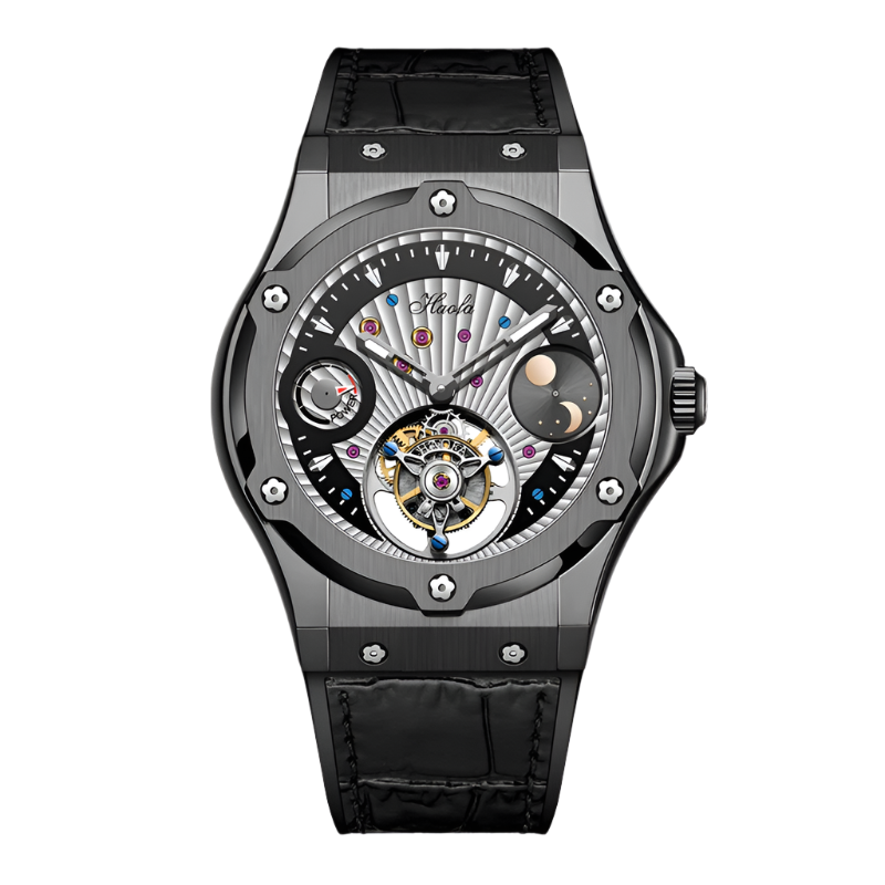 Haofa Mechanical Wristwatch Flying Tourbillon Day and Night Power Dial Sapphire Manual Business Waterproof Watch Luxury Men 1915