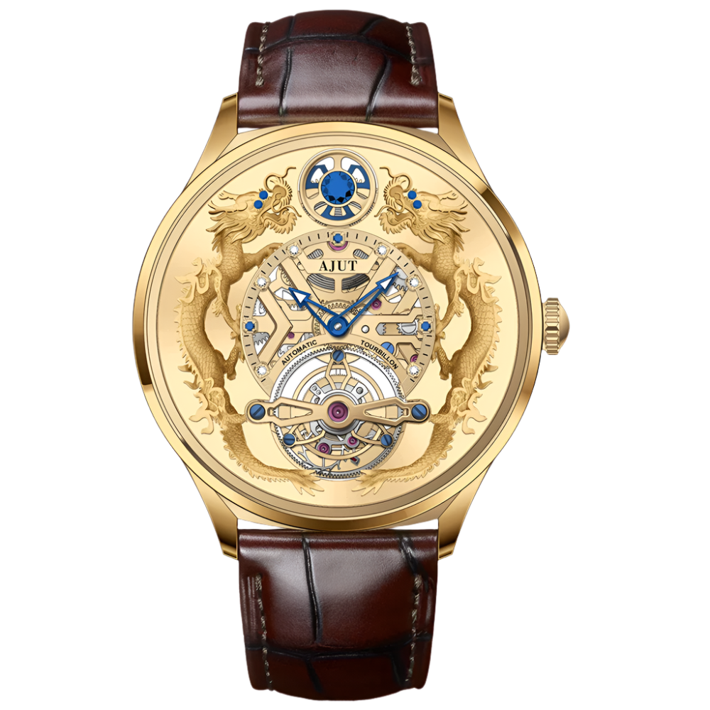 Automatic Tourbillon Mechanical Watches for Men Flying Tourbillon Luxury 3D Dragon Dial Sapphire Men Watch 0585