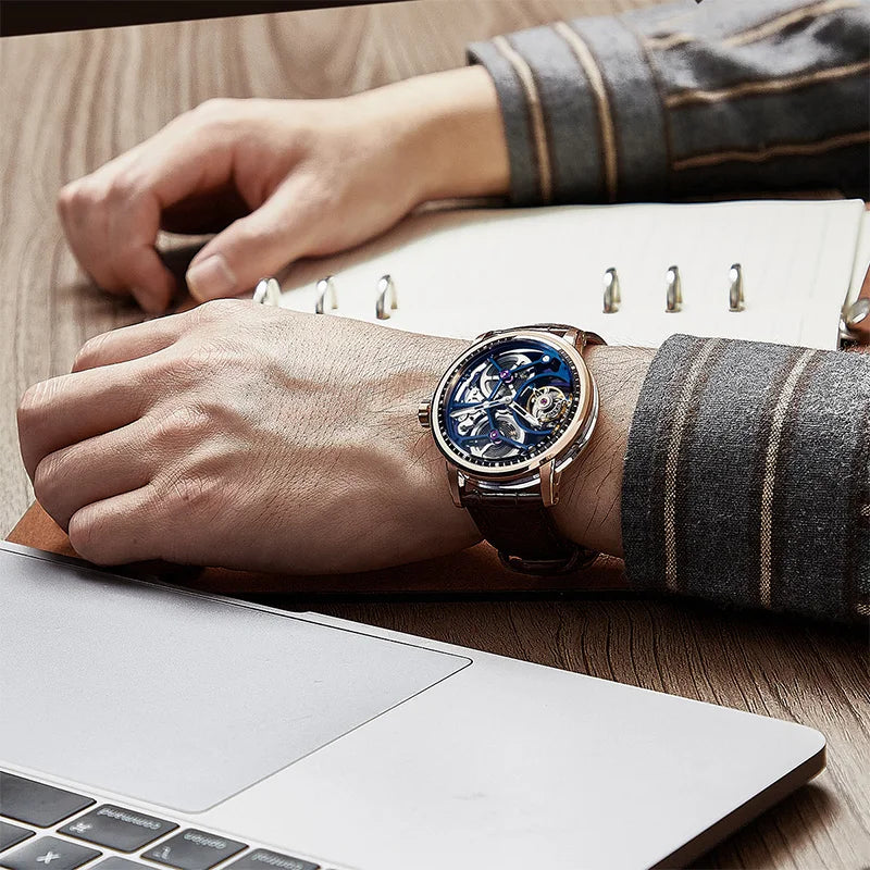 Haofa Flying Tourbillon Mechanical Watches for Men Hollow Luxury Sapphire Manual Watch Skeleton Business Casual Wristwatch 1945