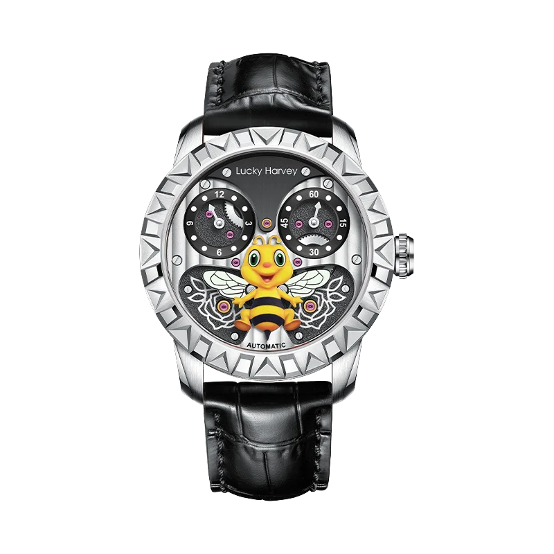Limited Edition Automatic Men's Watch with 3D Flying Bee Design, Luminous Sapphire Crystal, and 5ATM Waterproof Capability