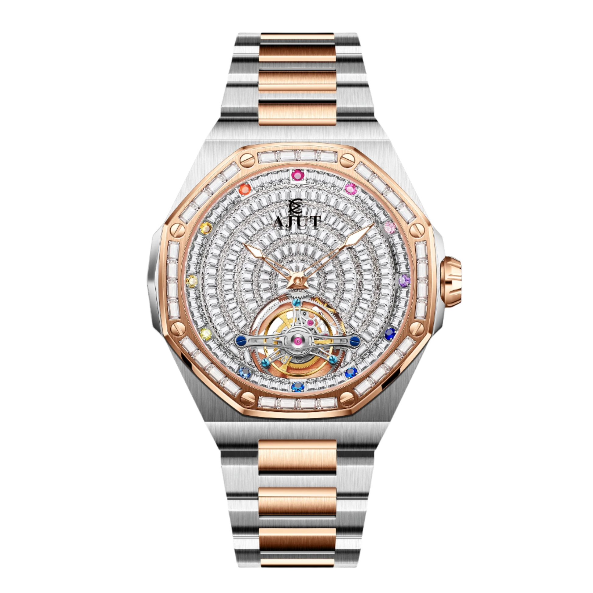 Men'S Watch Starry Sky Sapphire Tourbillon Automatic Mechanical Watch Stainless Steel 48 Hour Power Business Casual TAM0524