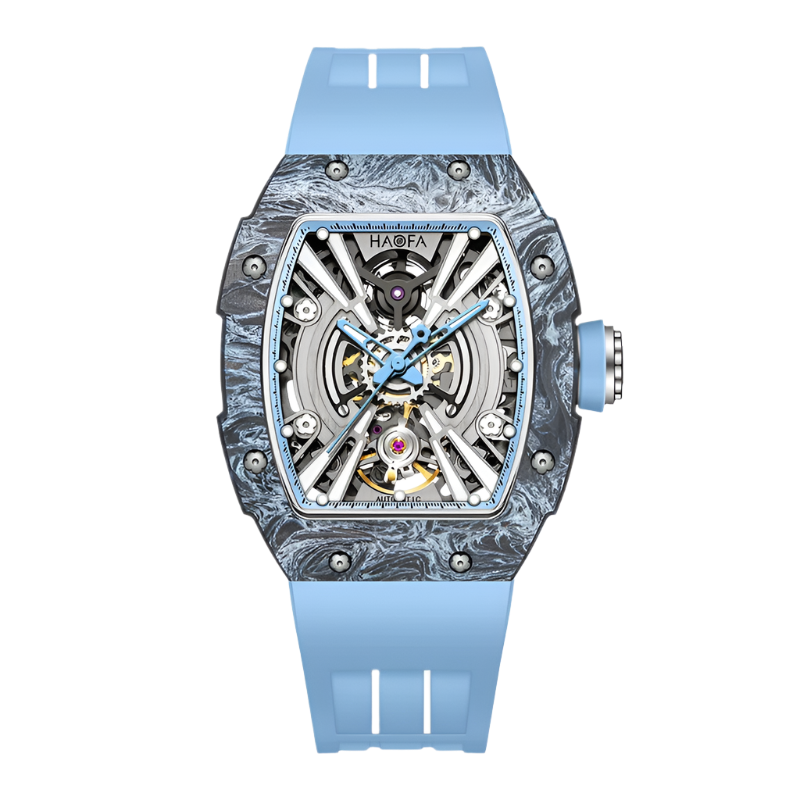 Haofa Ladies Watch 3D Skeleton Mechanical Ark Series Luminous Women Trendy Sport Watch Carbon Fiber Case 60H Power Storage 1906L