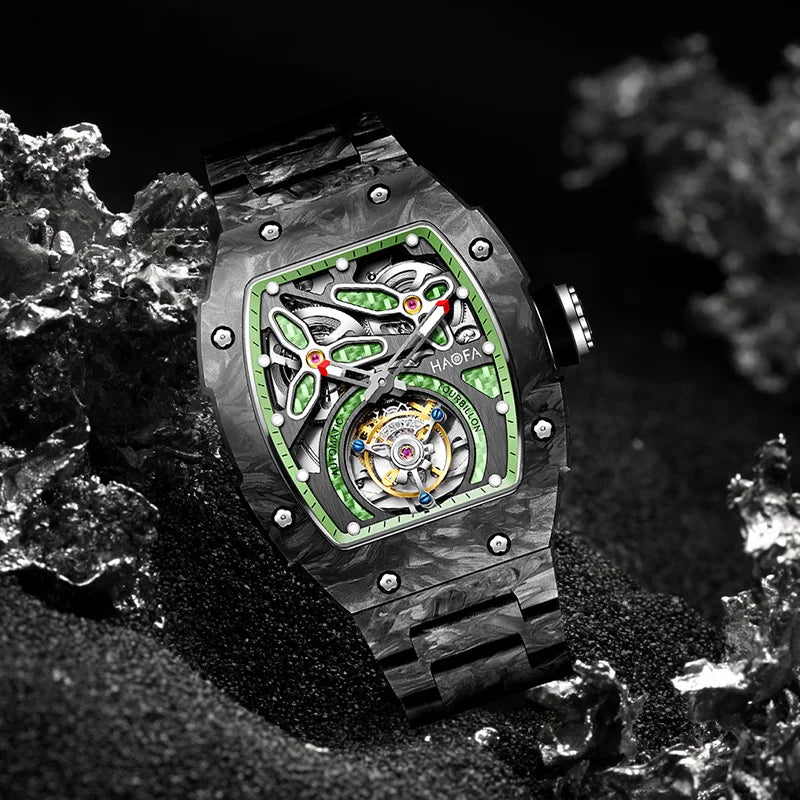 Haofa Watches for Men Flying Tourbillon Mechanical Automatic Movement Hardcore Crystal Luminous Sport Ergonomics Men Watch 2311