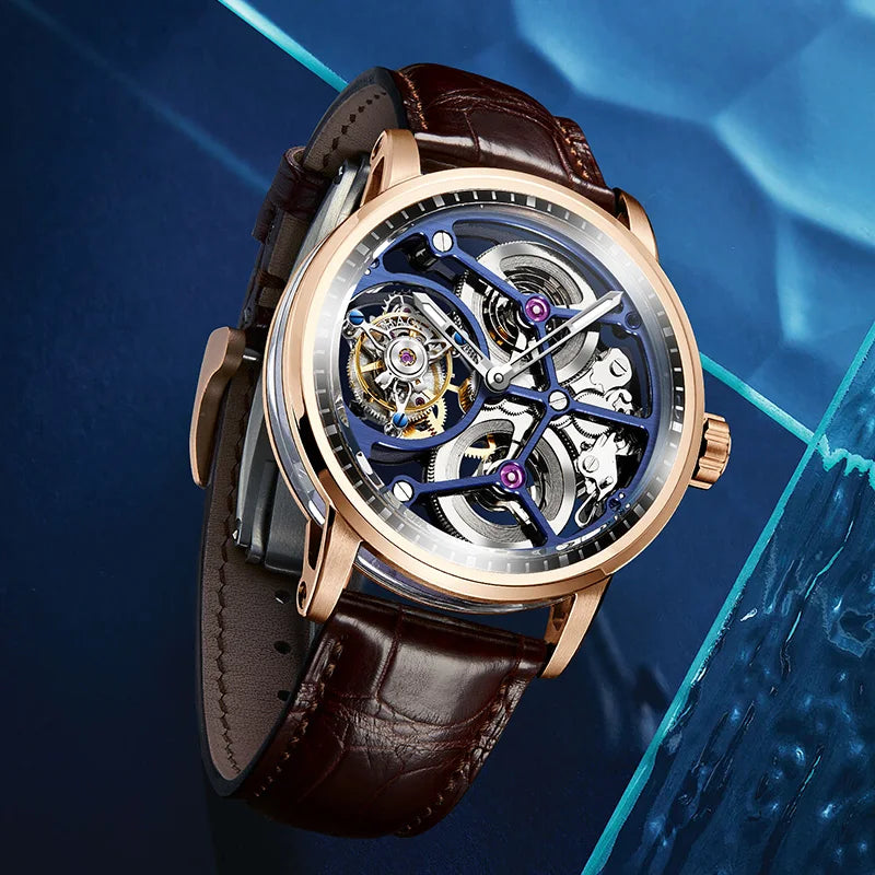 Haofa Flying Tourbillon Mechanical Watches for Men Hollow Luxury Sapphire Manual Watch Skeleton Business Casual Wristwatch 1945