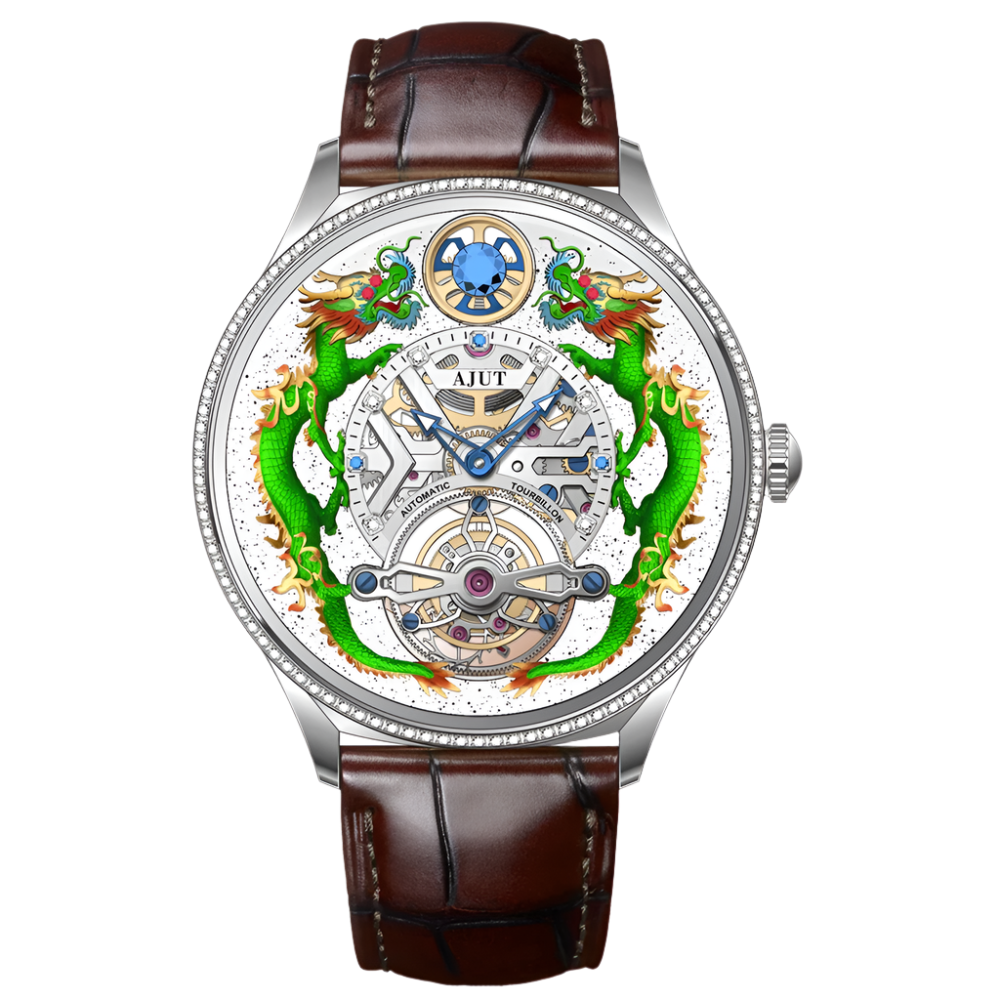 Automatic Tourbillon Mechanical Watches for Men Flying Tourbillon Luxury 3D Dragon Dial Sapphire Men Watch 0585