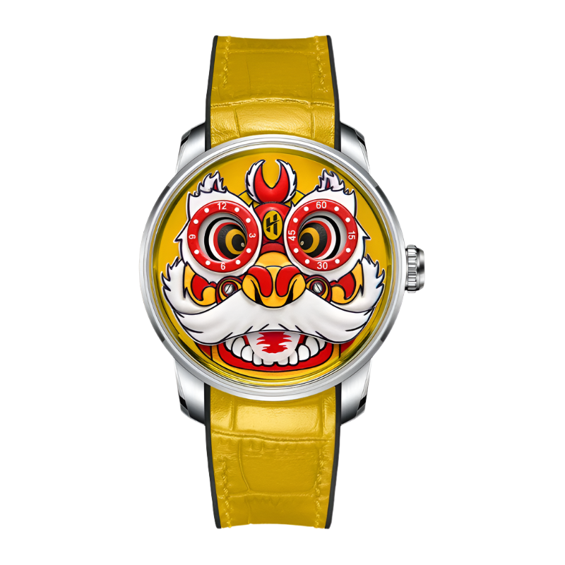 Automatic Mechanical Watches for Men Chinese Traditional Lion Dial Sapphire Waterproof Luminous Cartoon Wristwatch