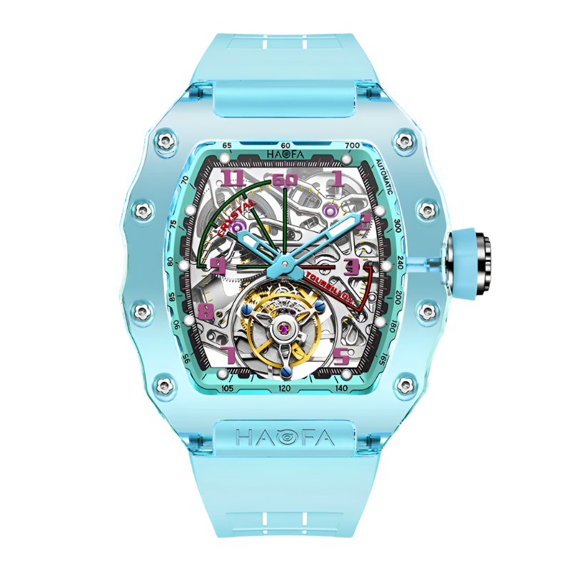 Haofa Automatic Tourbillon Mechanical Watch Designer Luxury Brand Skeleton Crystal Case Waterproof High Quality Men'S Watch 2210