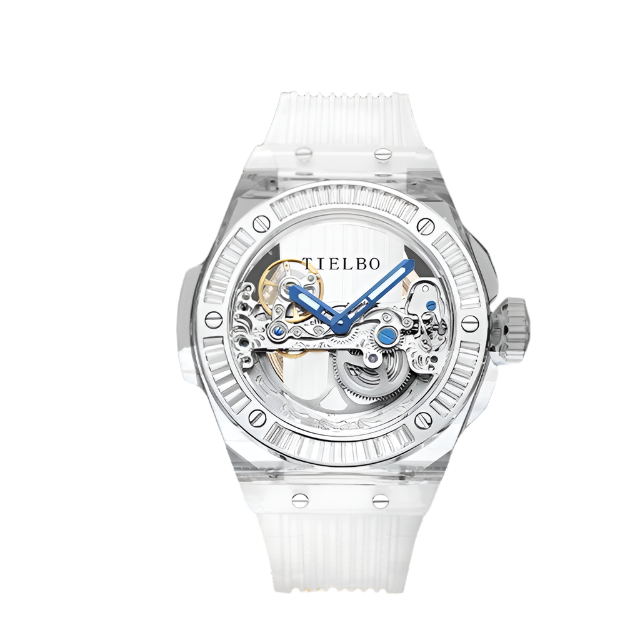 Mechanical Watches for Men Women Luxury Skeleton Sapphire Wrist Watch Waterproof Man Brilliant Crystals Transparent Case