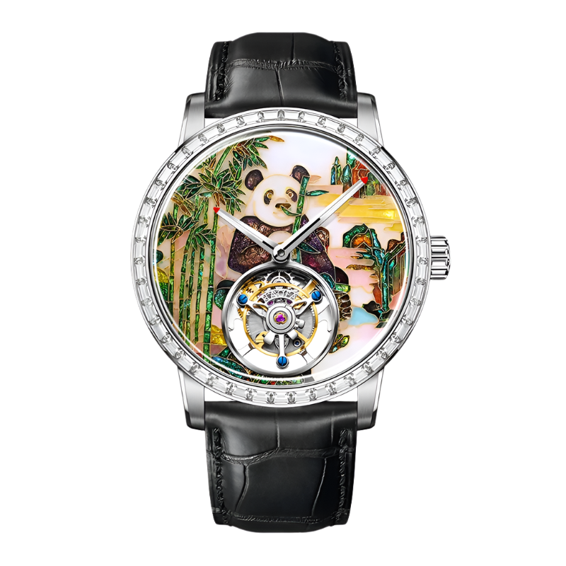 Hoafa Luxury Watch Flying Tourbillon Mechanical Men Watch Intangible Heritage Enamel Oriental Colored Zircon Bezel Designer 2261