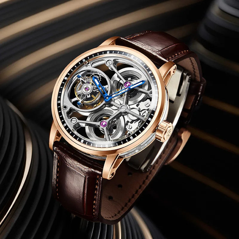 Haofa Flying Tourbillon Mechanical Watches for Men Hollow Luxury Sapphire Manual Watch Skeleton Business Casual Wristwatch 1945